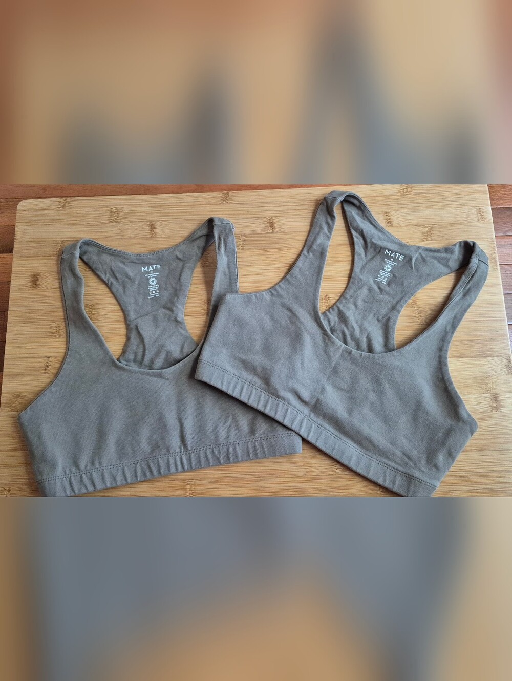 Two MATE The Label Organic Cotton Stretch Sports Bras - Pebble Color